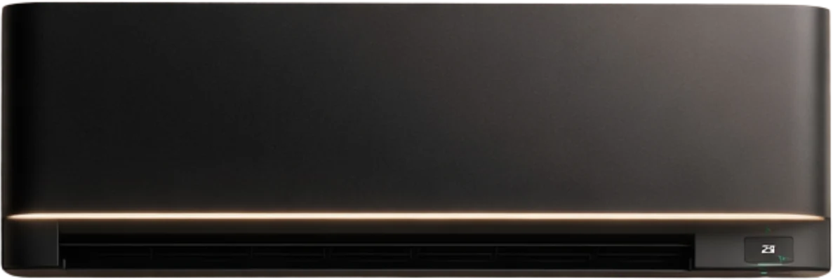 Mattschwarze Klimaanlage mit Lichtkante, Frontansicht